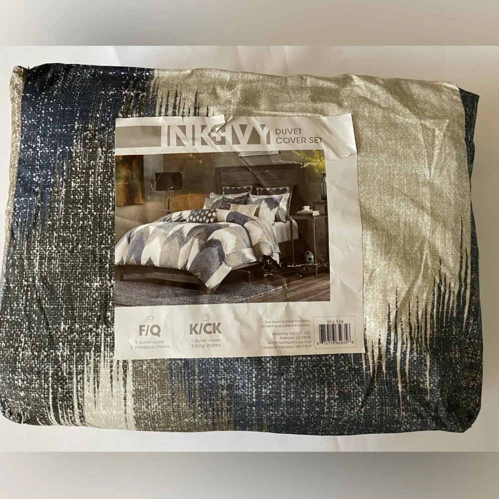 Ink+Ivy Alpine Duvet Cover Set Full Queen in Navy